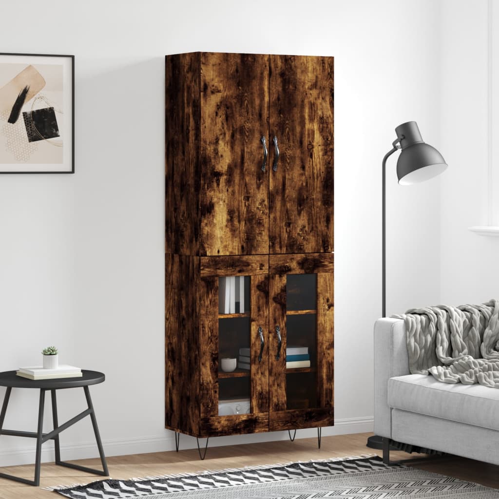 Buffet haut Chêne fumé 69,5x34x180 cm Bois d'ingénierie - XIOS