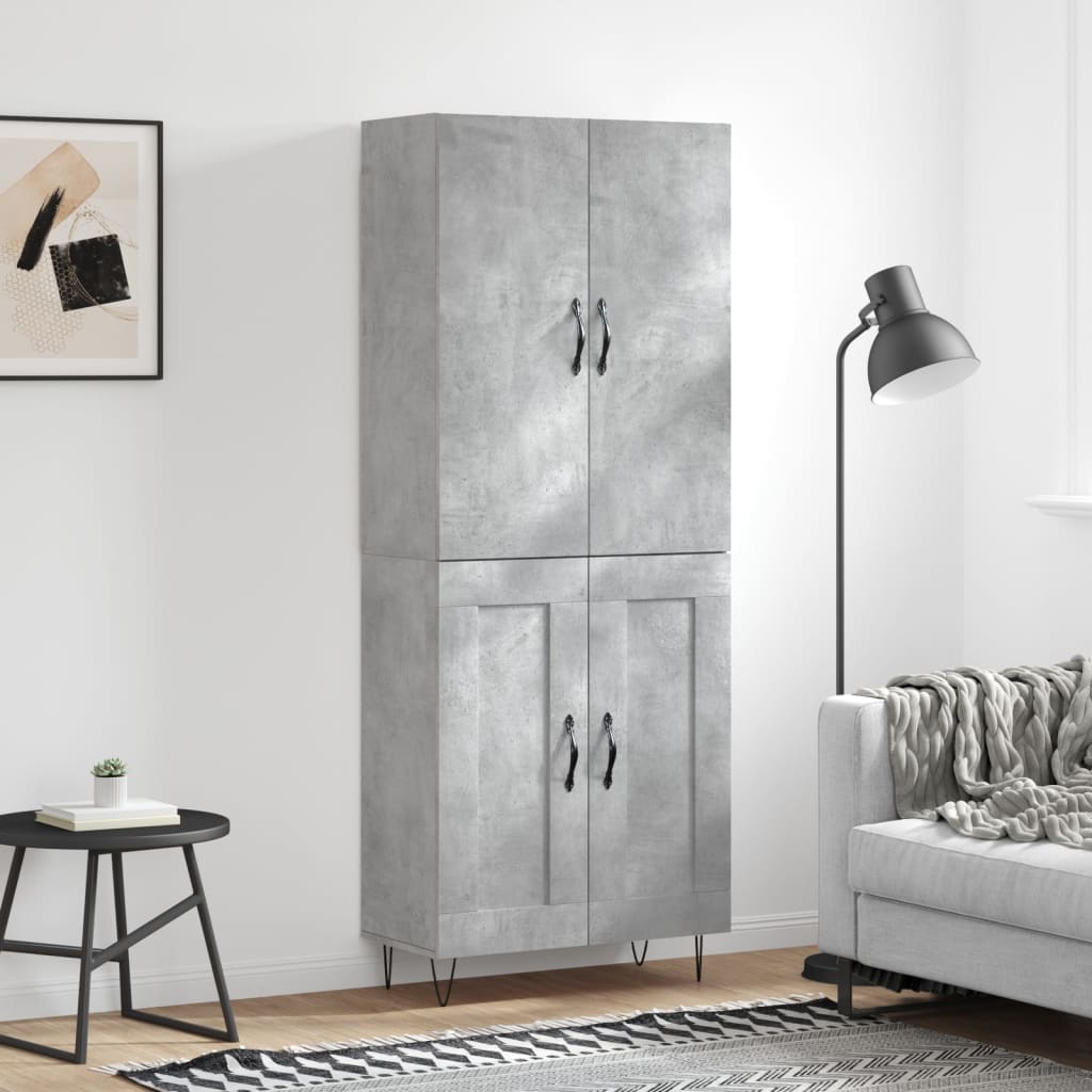 Buffet haut Gris béton 69,5x34x180 cm Bois d'ingénierie - XIOS