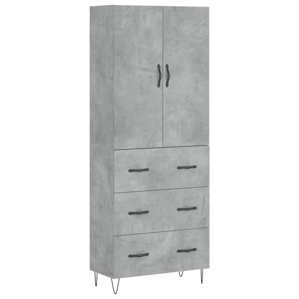 Buffet haut Gris béton 69,5x34x180 cm Bois d'ingénierie - XIOS