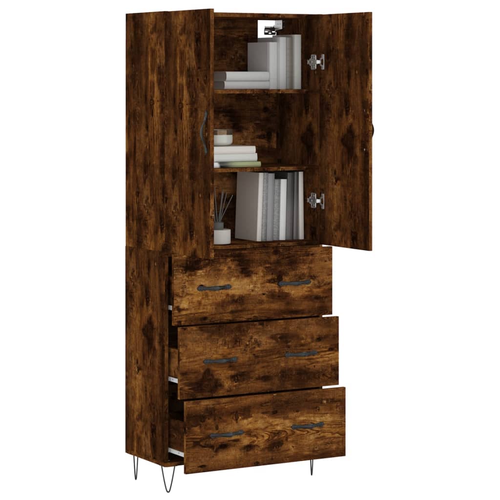 Buffet haut Chêne fumé 69,5x34x180 cm Bois d'ingénierie - XIOS