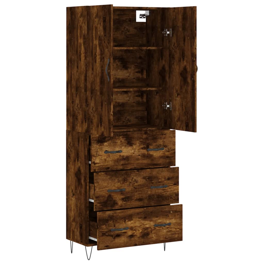 Buffet haut Chêne fumé 69,5x34x180 cm Bois d'ingénierie - XIOS