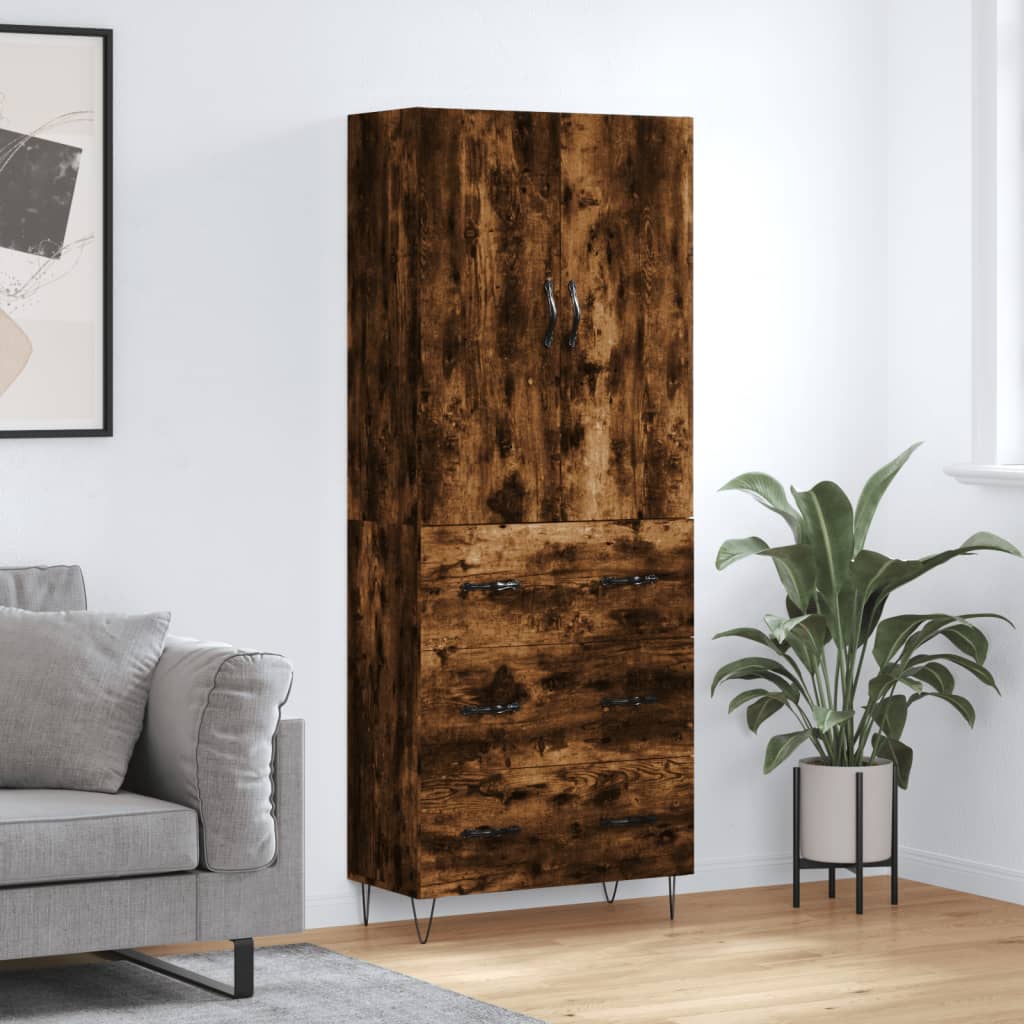 Buffet haut Chêne fumé 69,5x34x180 cm Bois d'ingénierie - XIOS