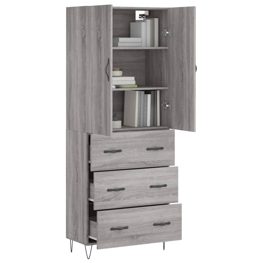 Buffet haut Sonoma gris 69,5x34x180 cm Bois d'ingénierie - XIOS