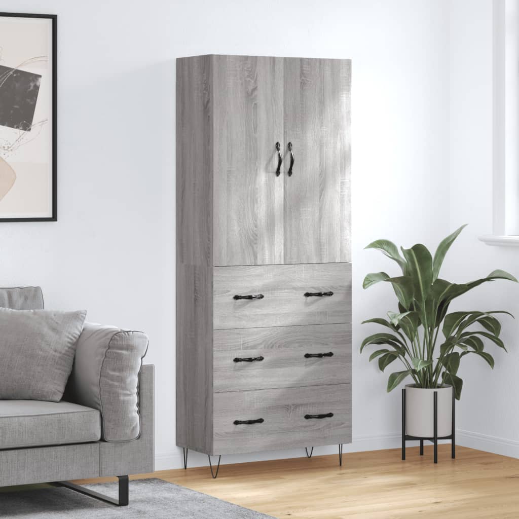 Buffet haut Sonoma gris 69,5x34x180 cm Bois d'ingénierie - XIOS