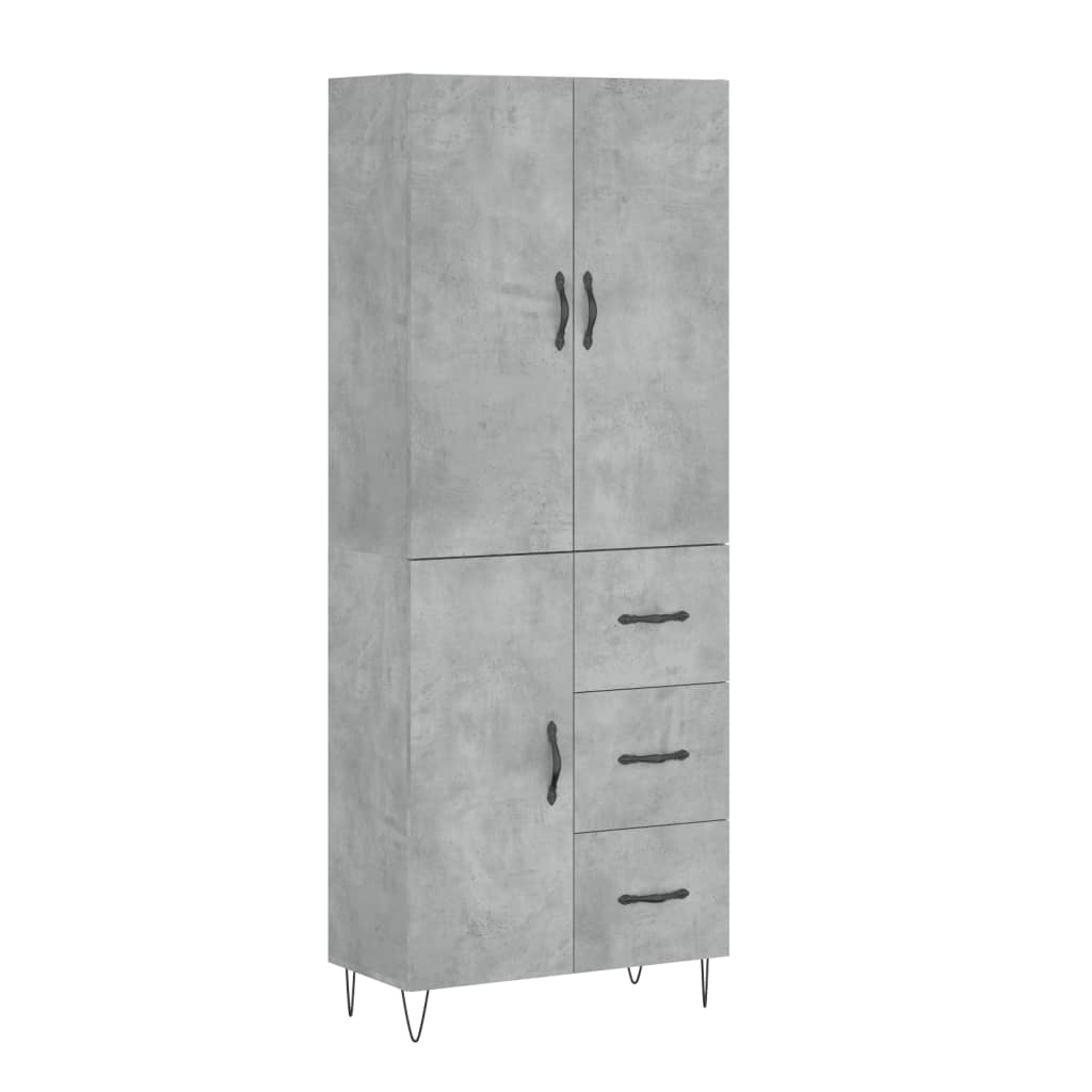 Buffet haut Gris béton 69,5x34x180 cm Bois d'ingénierie - XIOS