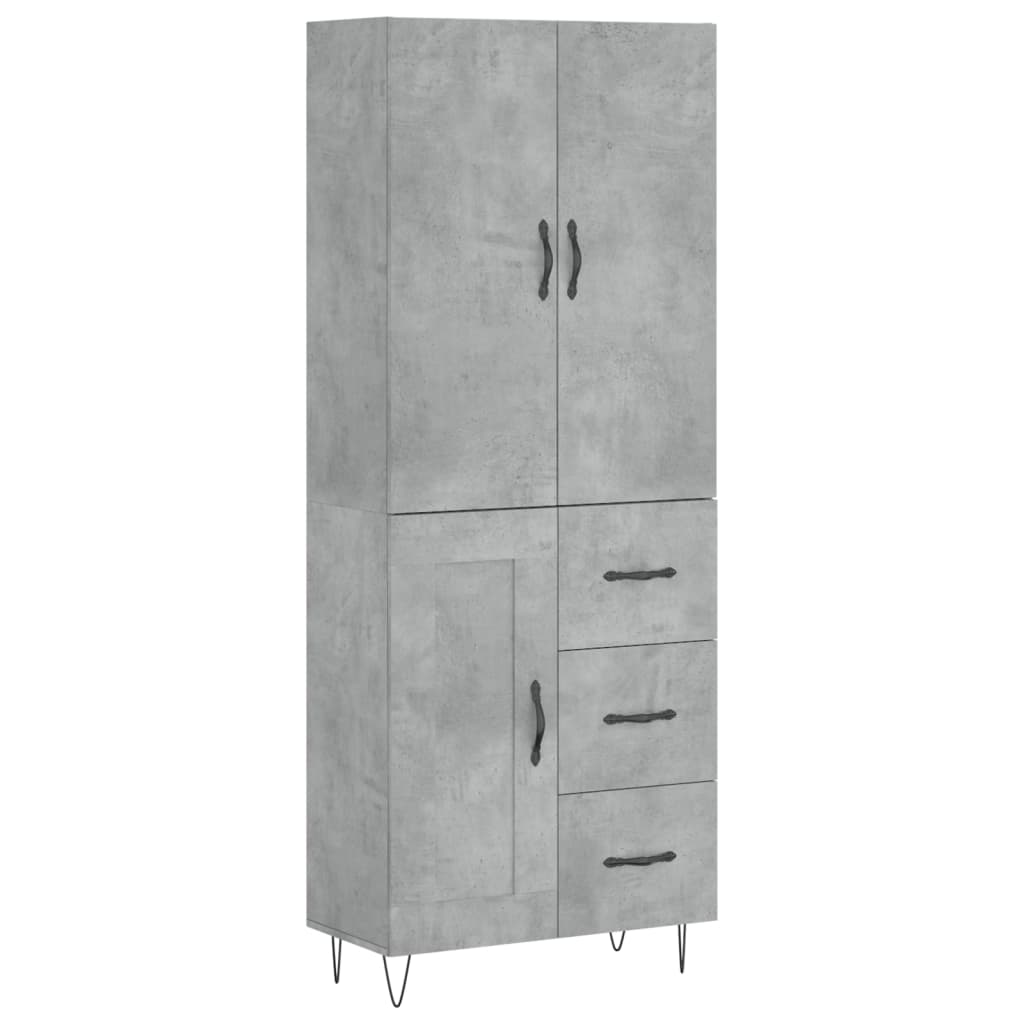 Buffet haut Gris béton 69,5x34x180 cm Bois d'ingénierie - XIOS