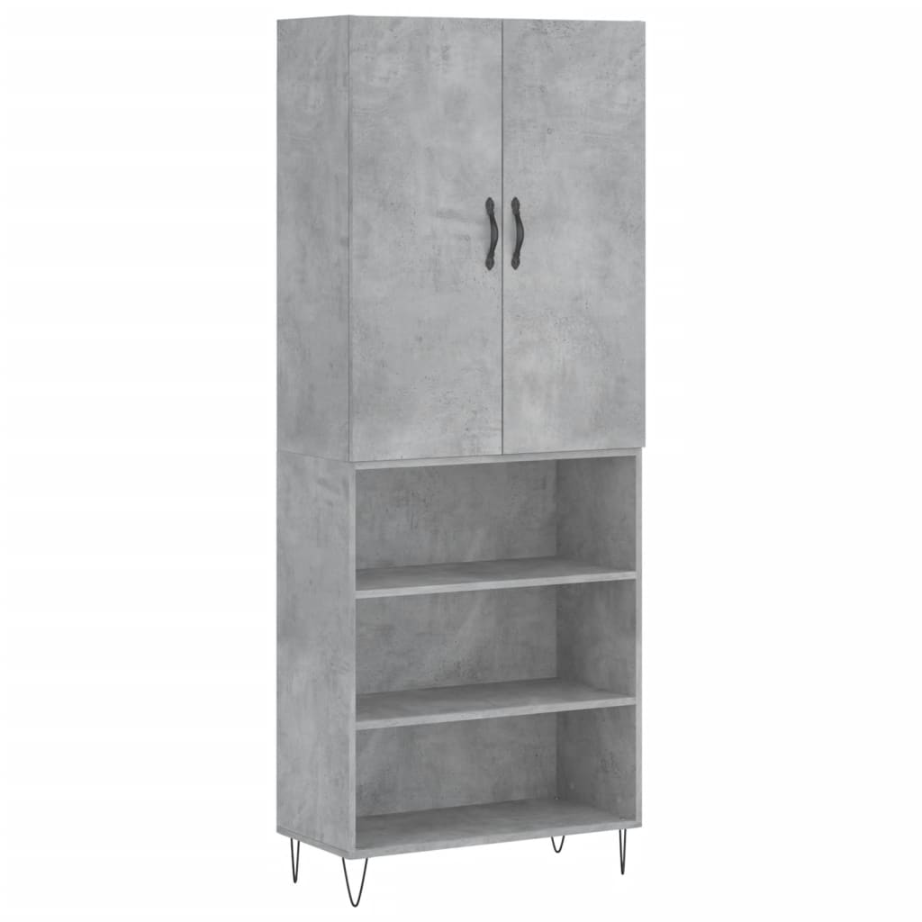 Buffet haut Gris béton 69,5x34x180 cm Bois d'ingénierie - XIOS