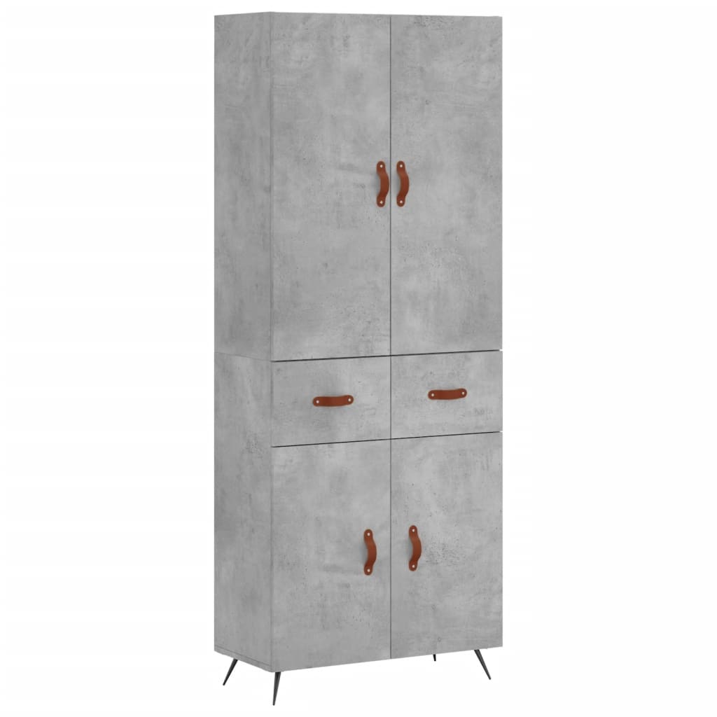 Buffet haut Gris béton 69,5x34x180 cm Bois d'ingénierie - XIOS