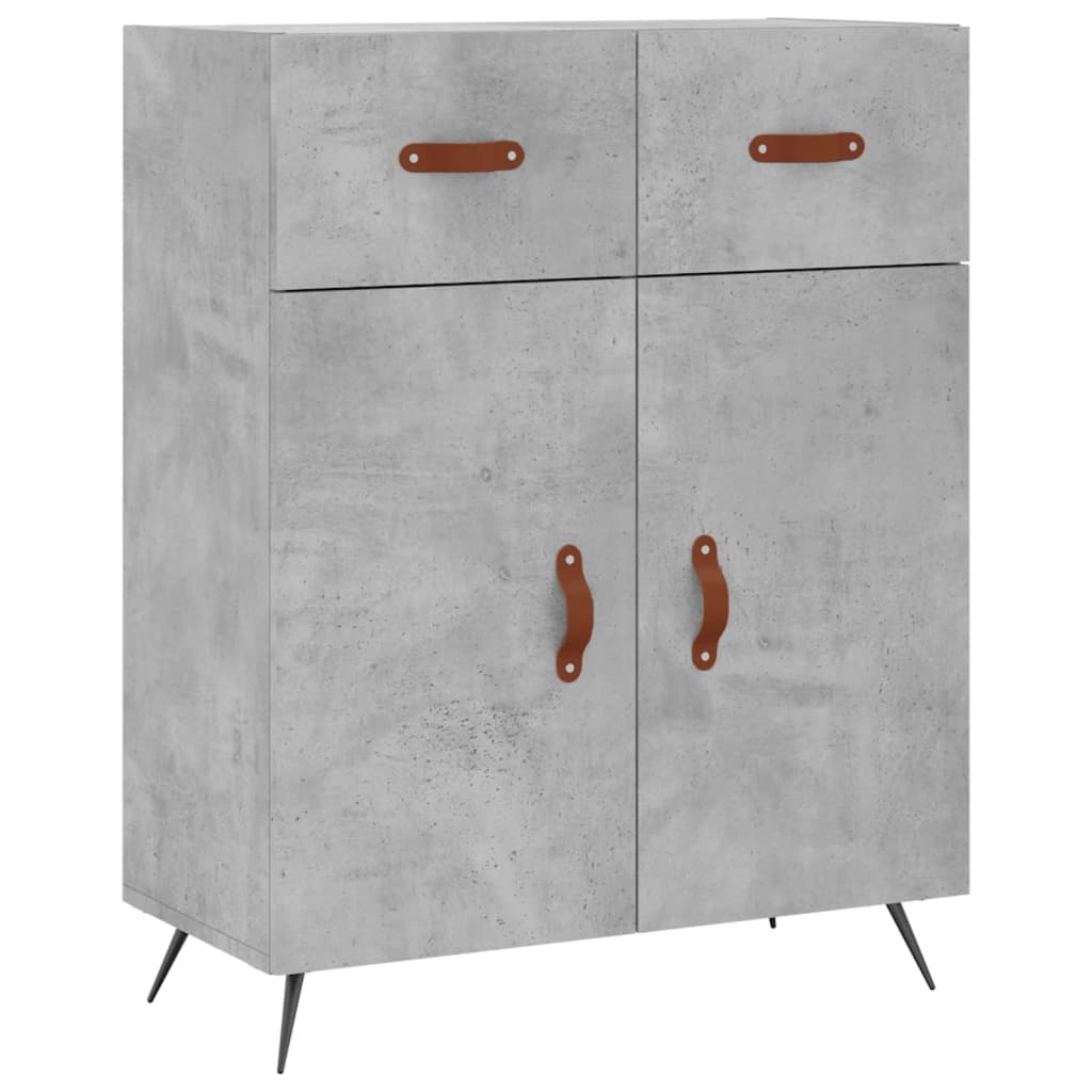 Buffet haut Gris béton 69,5x34x180 cm Bois d'ingénierie - XIOS