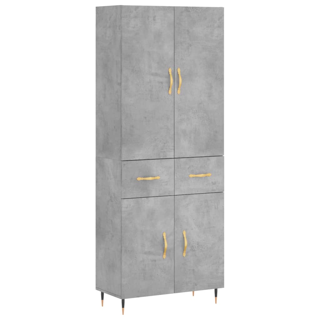 Buffet haut Gris béton 69,5x34x180 cm Bois d'ingénierie - XIOS