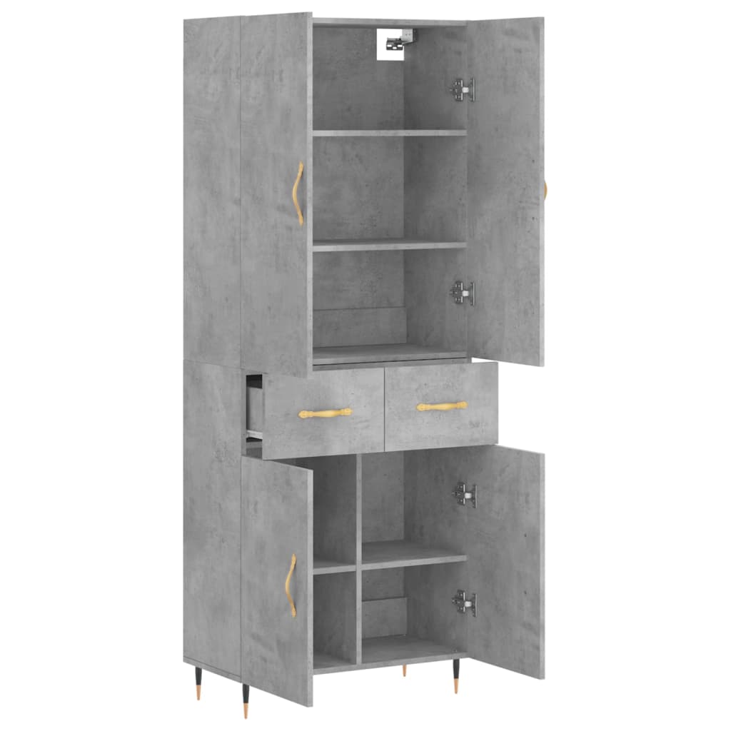 Buffet haut Gris béton 69,5x34x180 cm Bois d'ingénierie - XIOS