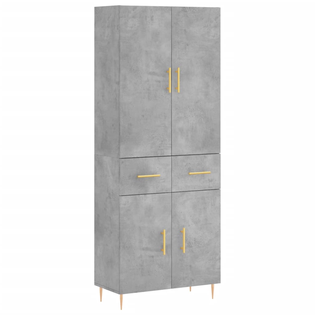 Buffet haut Gris béton 69,5x34x180 cm Bois d'ingénierie - XIOS