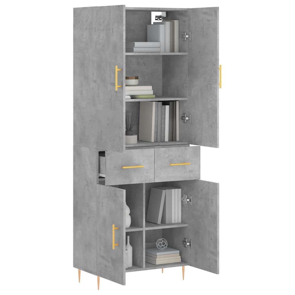Buffet haut Gris béton 69,5x34x180 cm Bois d'ingénierie - XIOS