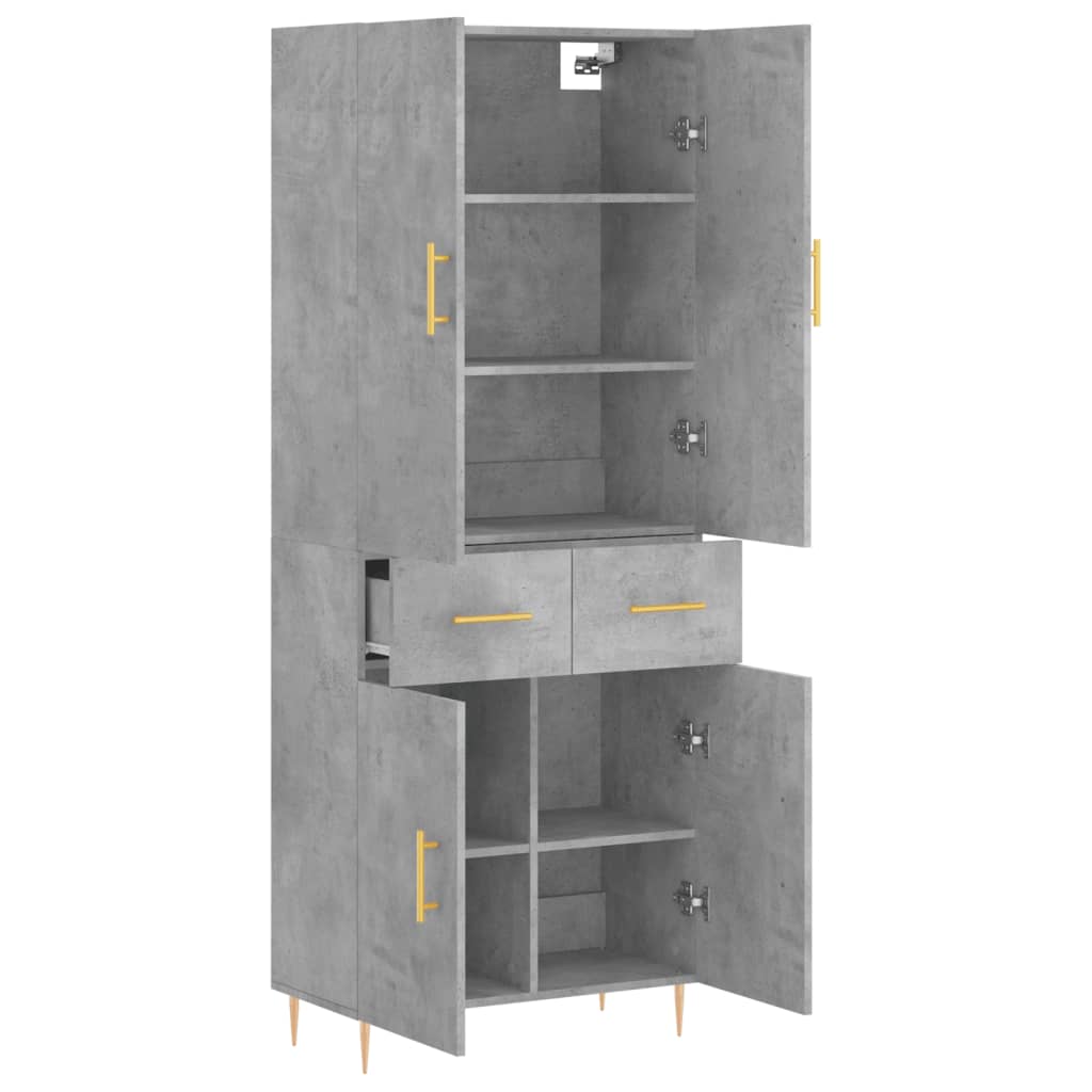 Buffet haut Gris béton 69,5x34x180 cm Bois d'ingénierie - XIOS