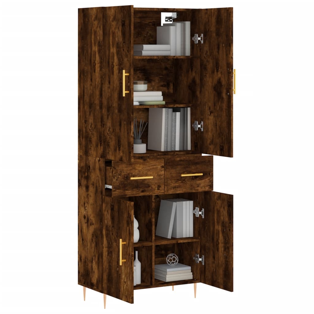 Buffet haut Chêne fumé 69,5x34x180 cm Bois d'ingénierie - XIOS