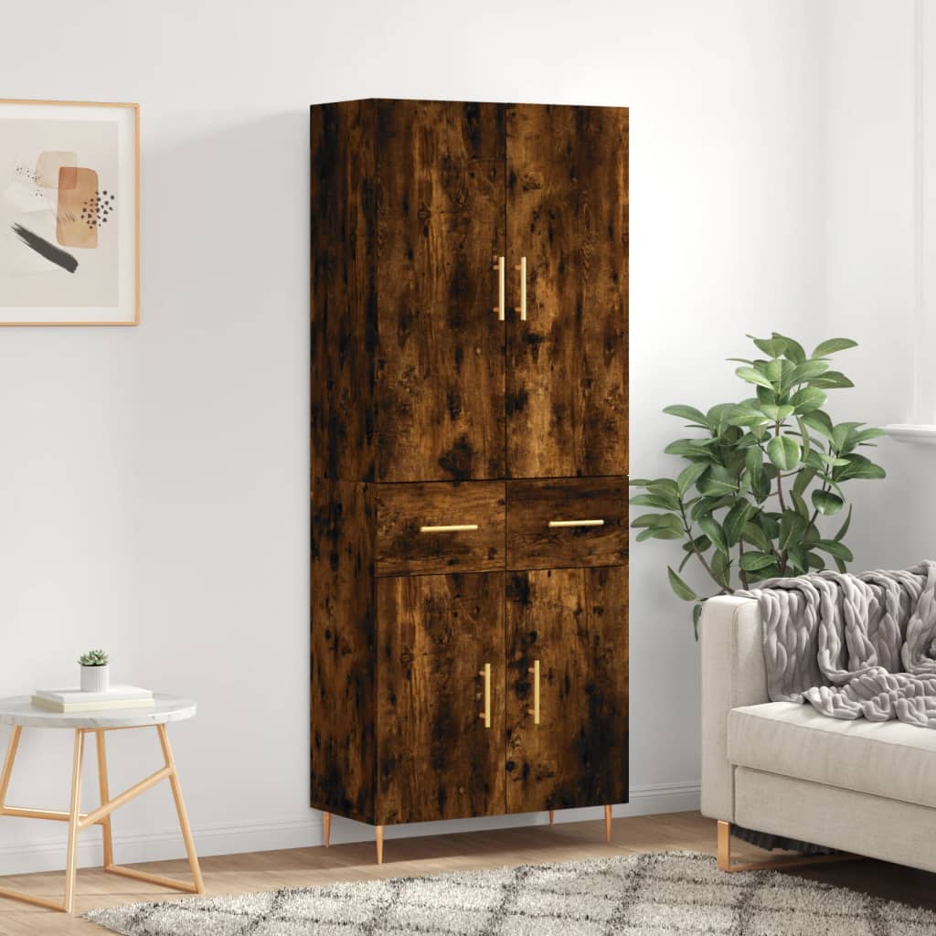 Buffet haut Chêne fumé 69,5x34x180 cm Bois d'ingénierie - XIOS