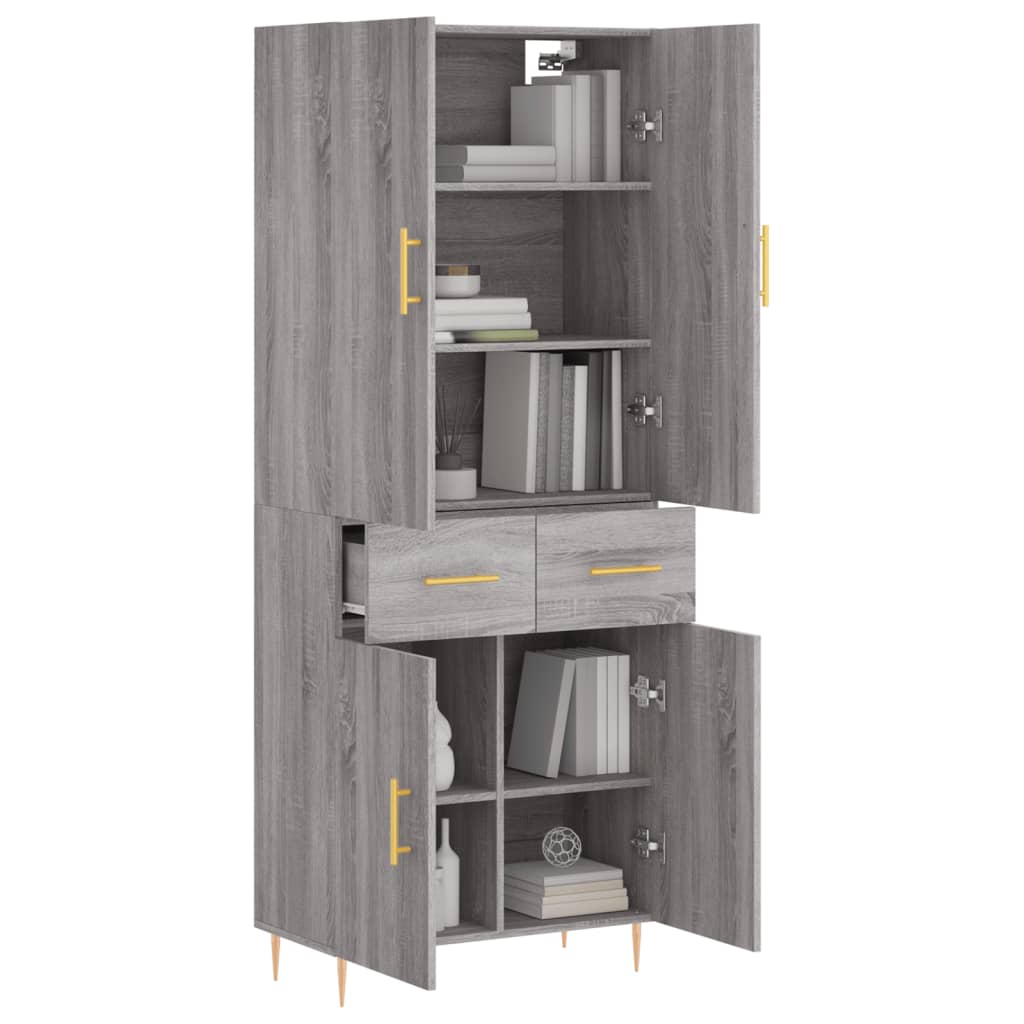 Buffet haut Sonoma gris 69,5x34x180 cm Bois d'ingénierie - XIOS