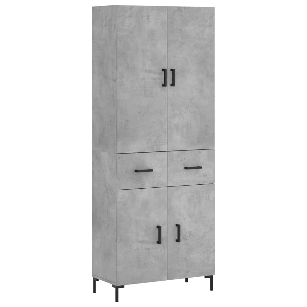 Buffet haut Gris béton 69,5x34x180 cm Bois d'ingénierie - XIOS
