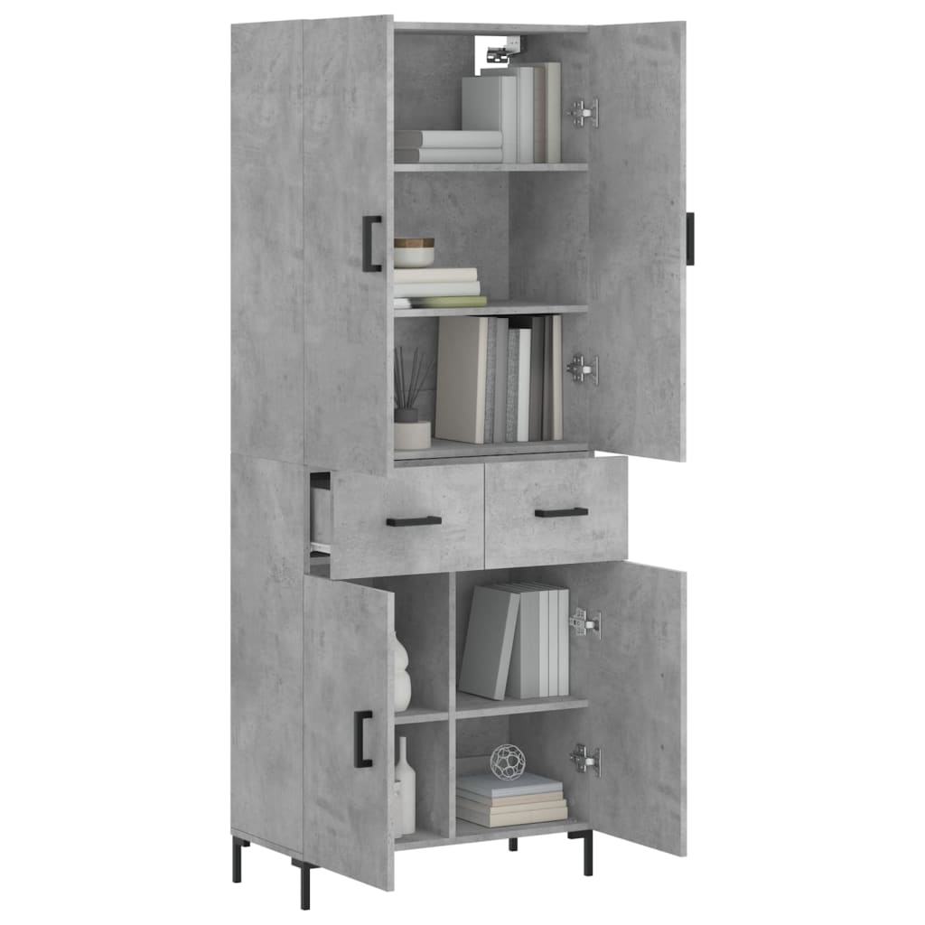 Buffet haut Gris béton 69,5x34x180 cm Bois d'ingénierie - XIOS