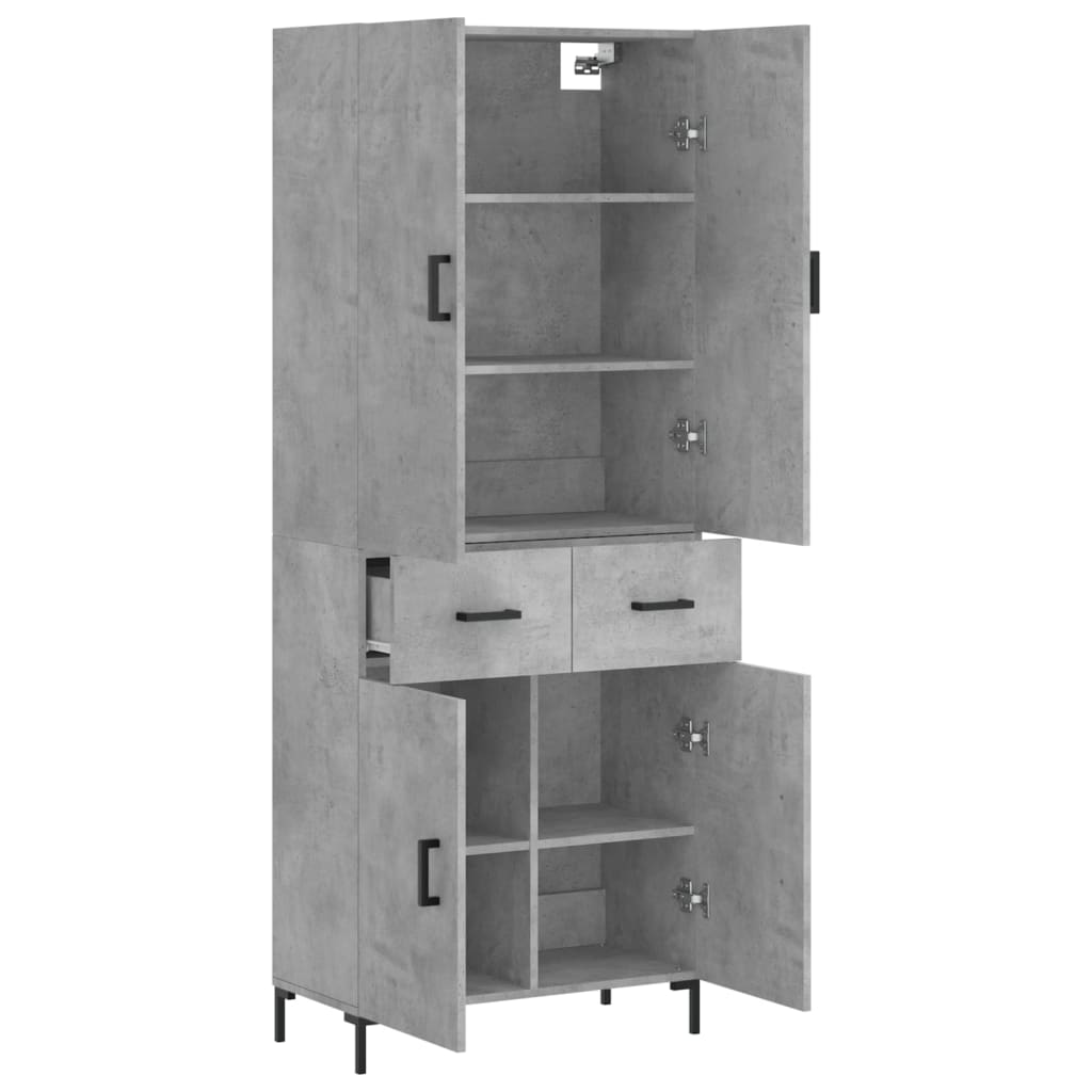 Buffet haut Gris béton 69,5x34x180 cm Bois d'ingénierie - XIOS