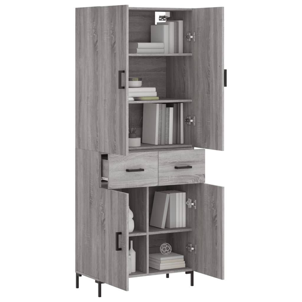 Buffet haut Sonoma gris 69,5x34x180 cm Bois d'ingénierie - XIOS