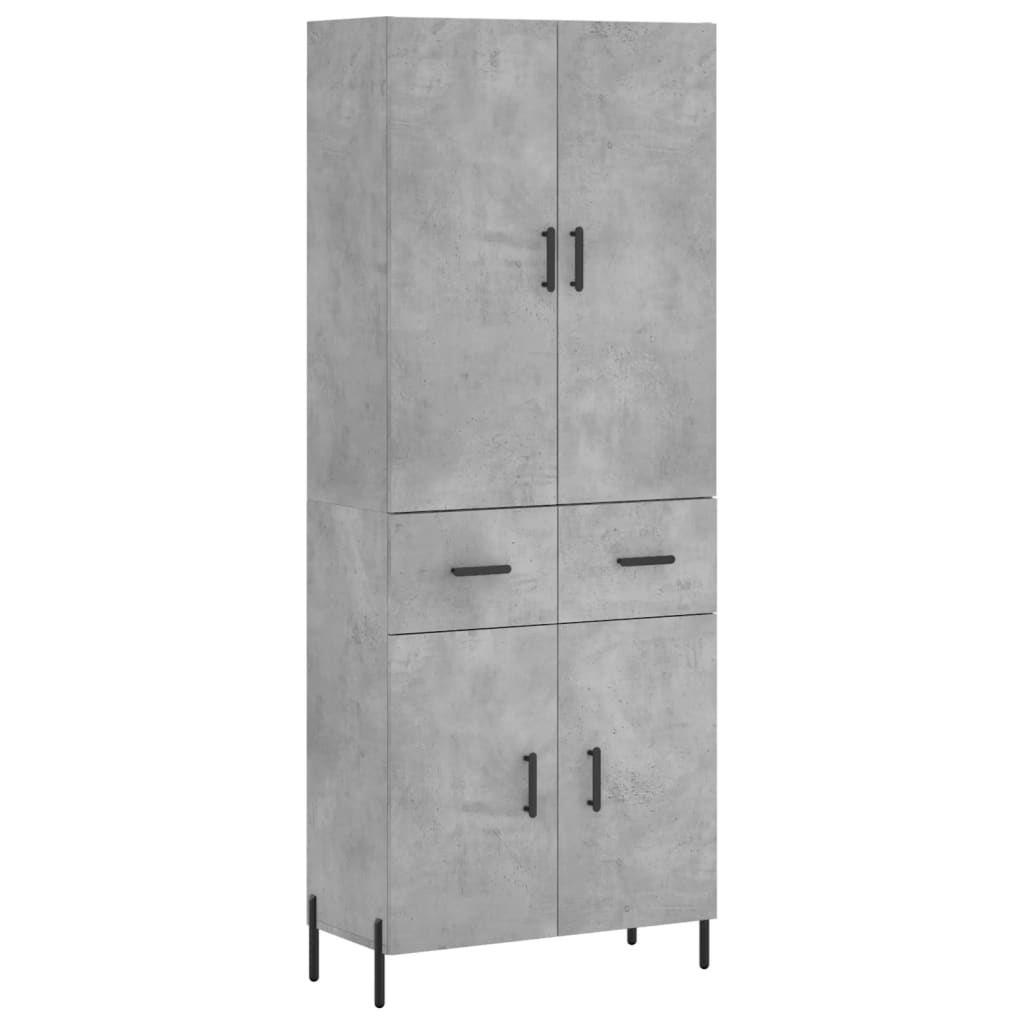 Buffet haut Gris béton 69,5x34x180 cm Bois d'ingénierie - XIOS