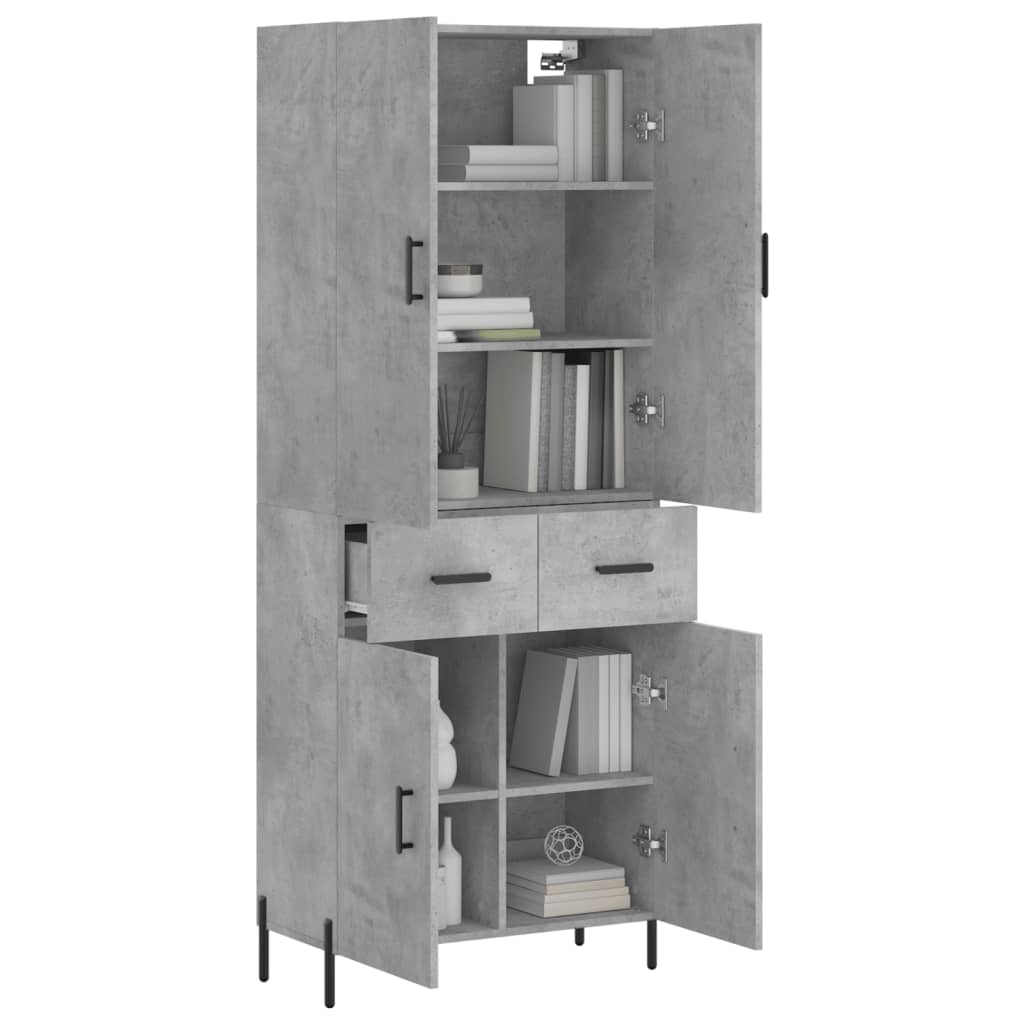 Buffet haut Gris béton 69,5x34x180 cm Bois d'ingénierie - XIOS