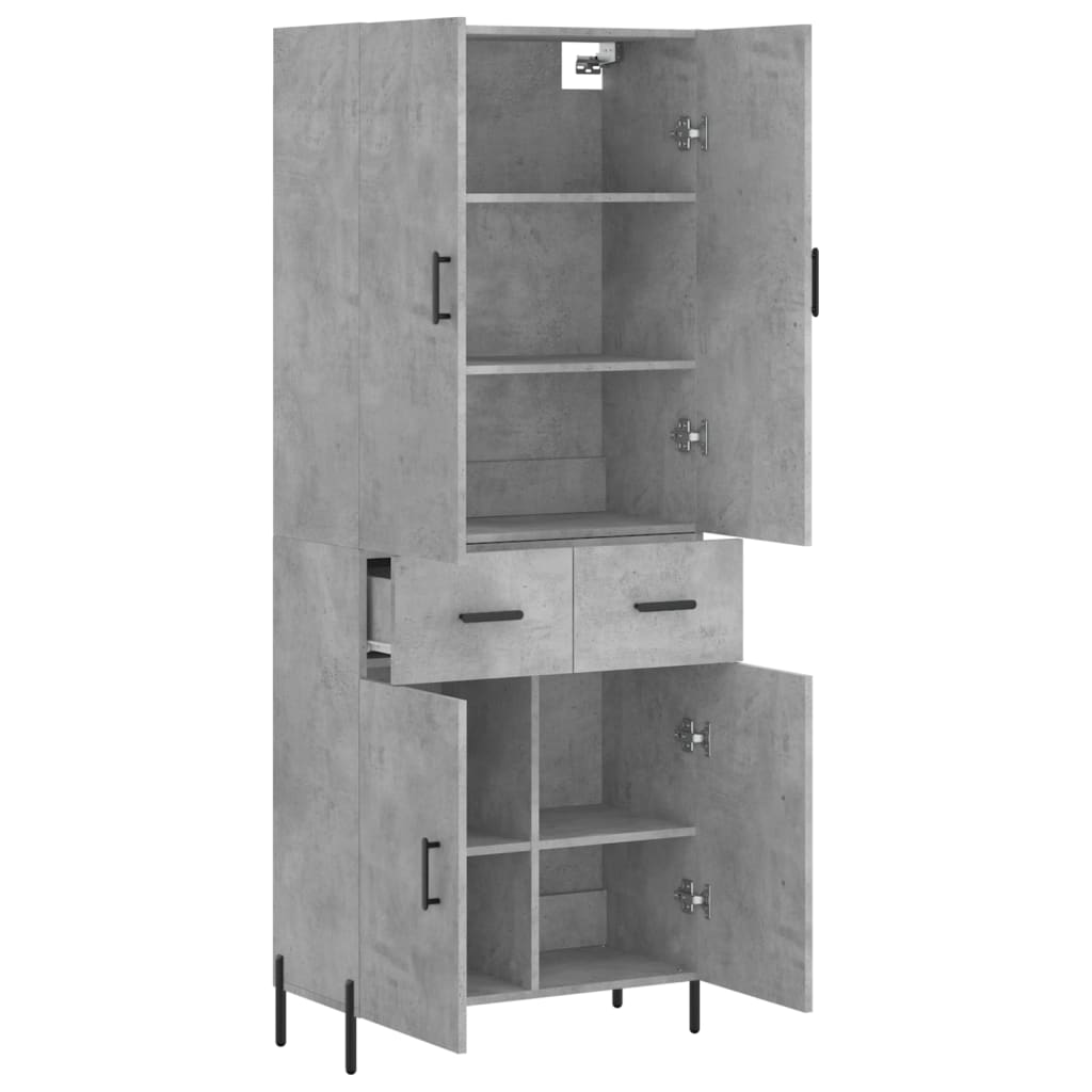 Buffet haut Gris béton 69,5x34x180 cm Bois d'ingénierie - XIOS
