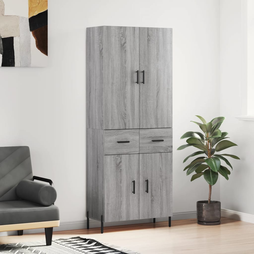 Buffet haut Sonoma gris 69,5x34x180 cm Bois d'ingénierie - XIOS