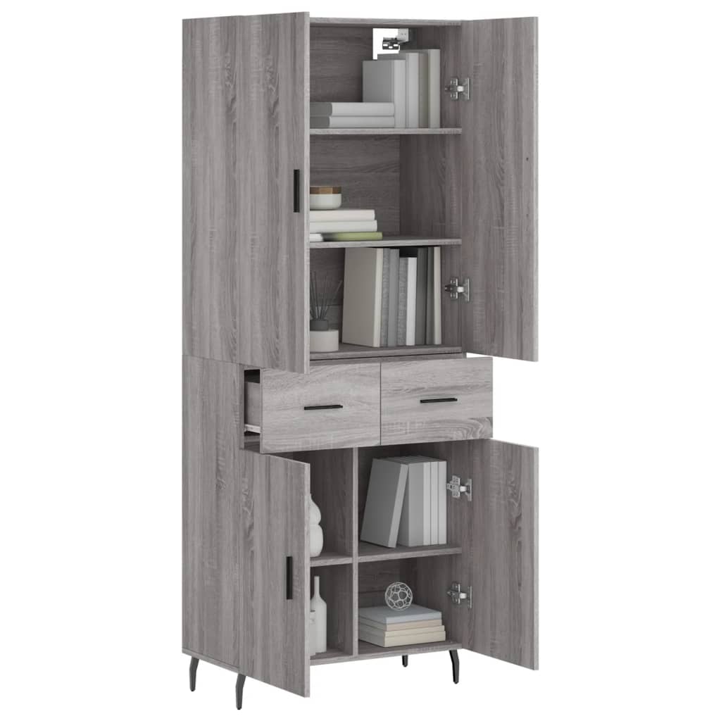 Buffet haut Sonoma gris 69,5x34x180 cm Bois d'ingénierie - XIOS