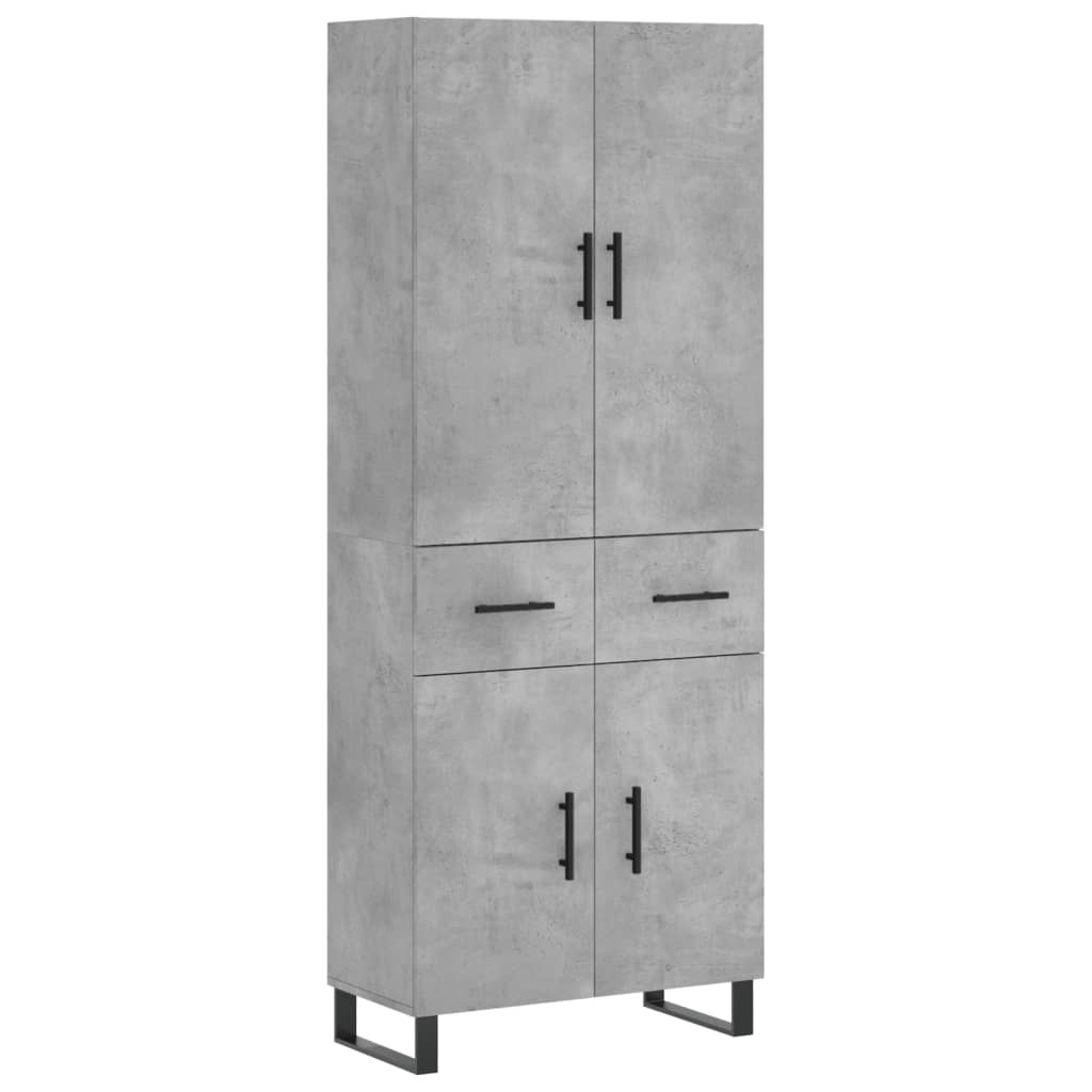 Buffet haut Gris béton 69,5x34x180 cm Bois d'ingénierie - XIOS
