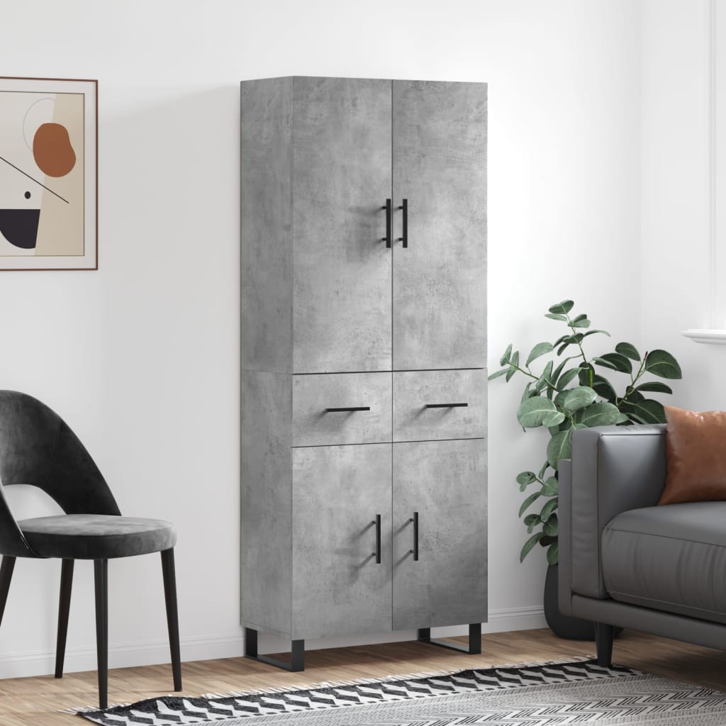 Buffet haut Gris béton 69,5x34x180 cm Bois d'ingénierie - XIOS