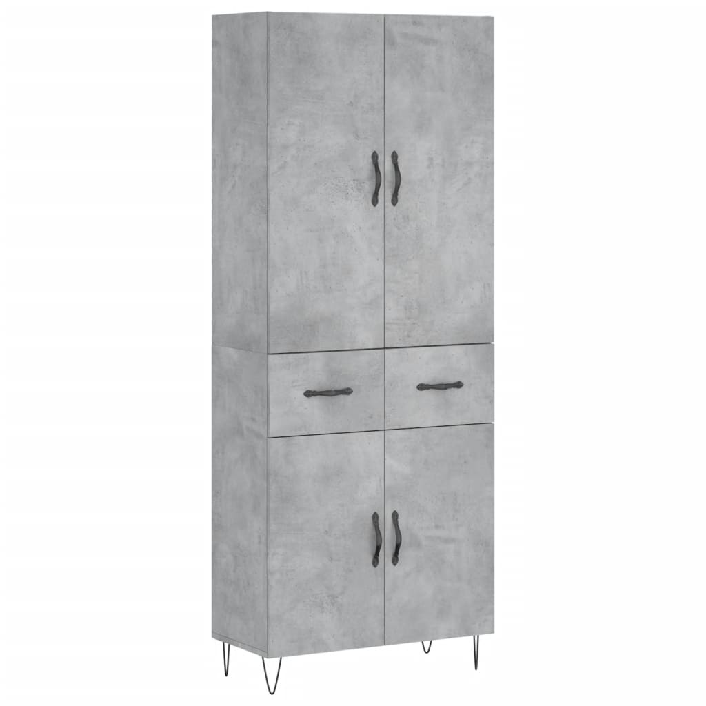 Buffet haut Gris béton 69,5x34x180 cm Bois d'ingénierie - XIOS