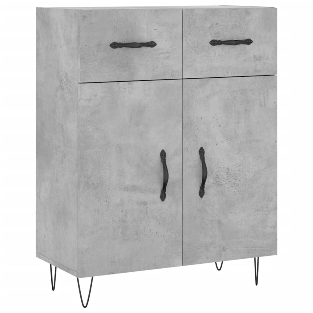 Buffet haut Gris béton 69,5x34x180 cm Bois d'ingénierie - XIOS