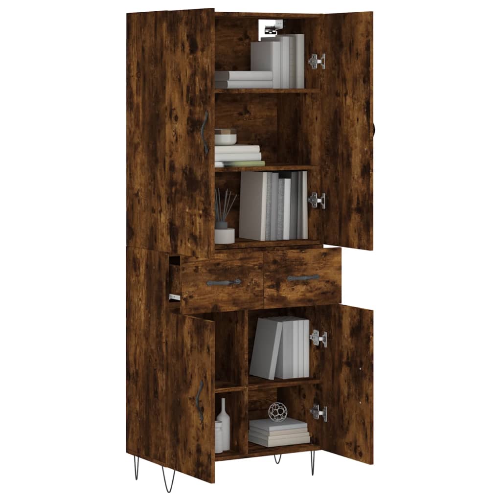 Buffet haut Chêne fumé 69,5x34x180 cm Bois d'ingénierie - XIOS