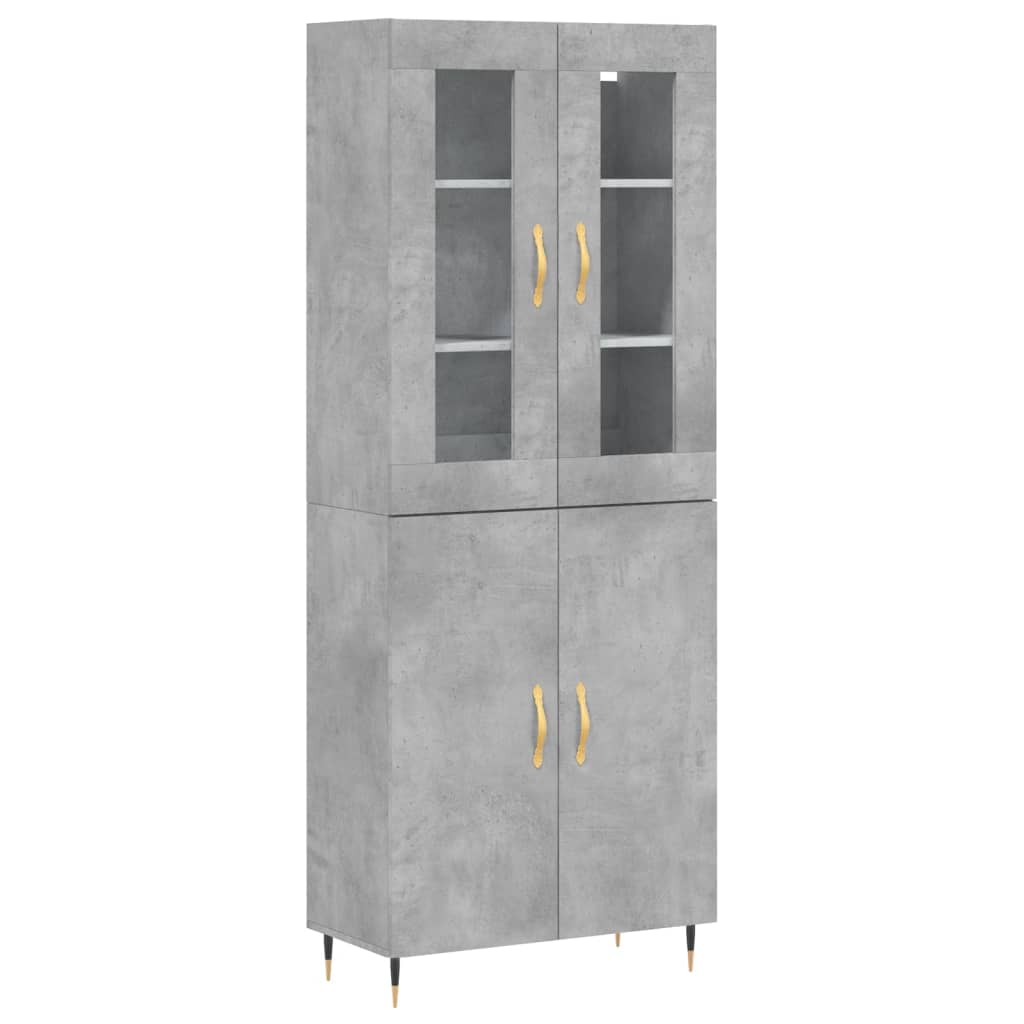 Buffet haut Gris béton 69,5x34x180 cm Bois d'ingénierie - XIOS