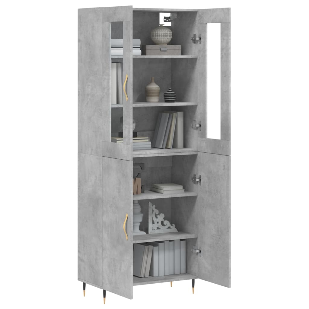 Buffet haut Gris béton 69,5x34x180 cm Bois d'ingénierie - XIOS