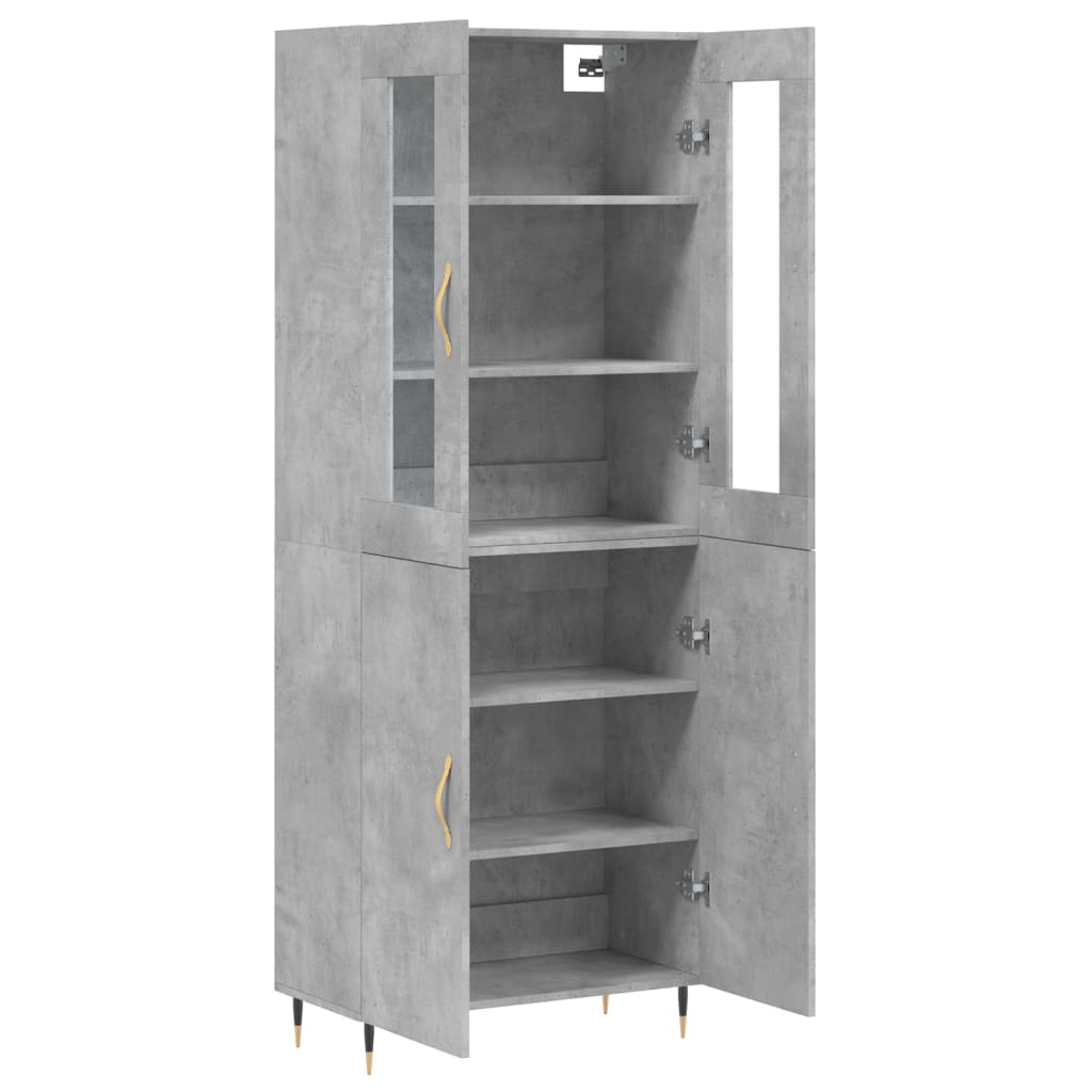 Buffet haut Gris béton 69,5x34x180 cm Bois d'ingénierie - XIOS