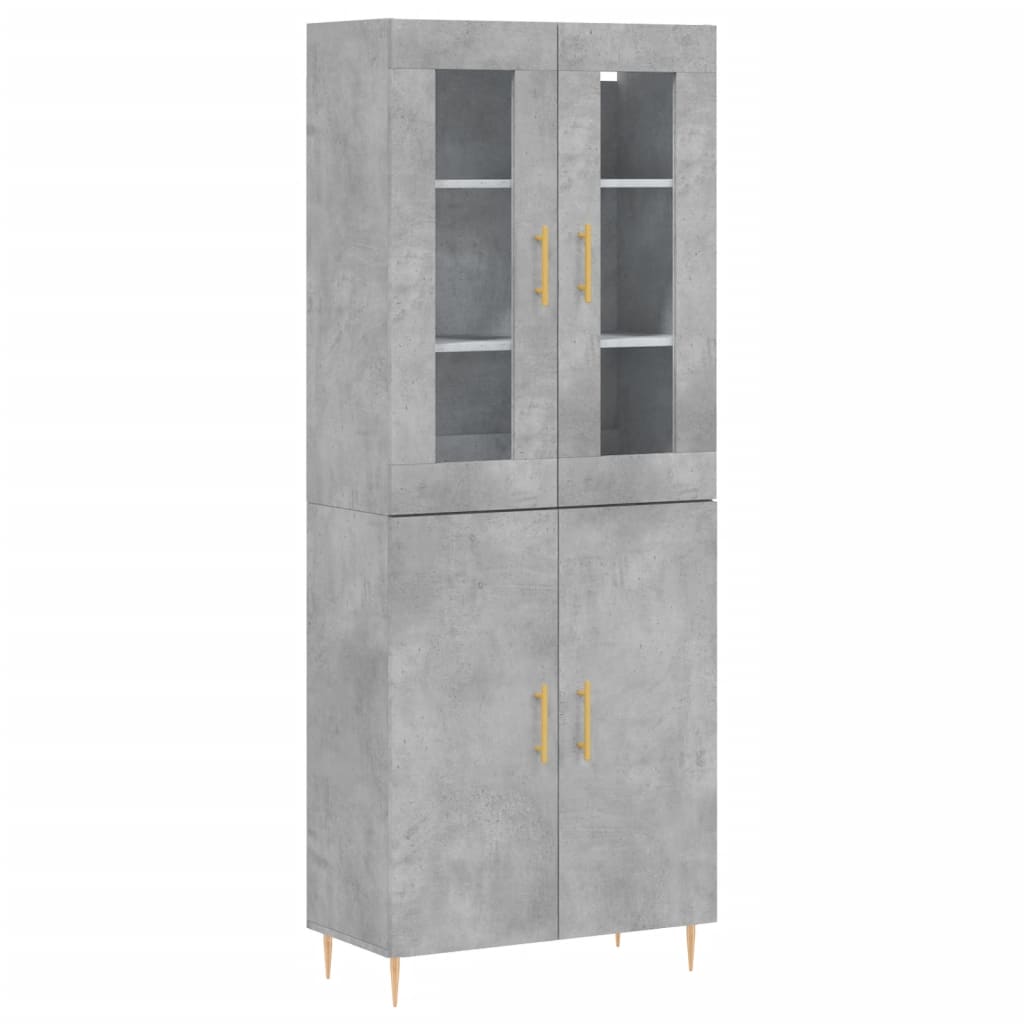 Buffet haut Gris béton 69,5x34x180 cm Bois d'ingénierie - XIOS