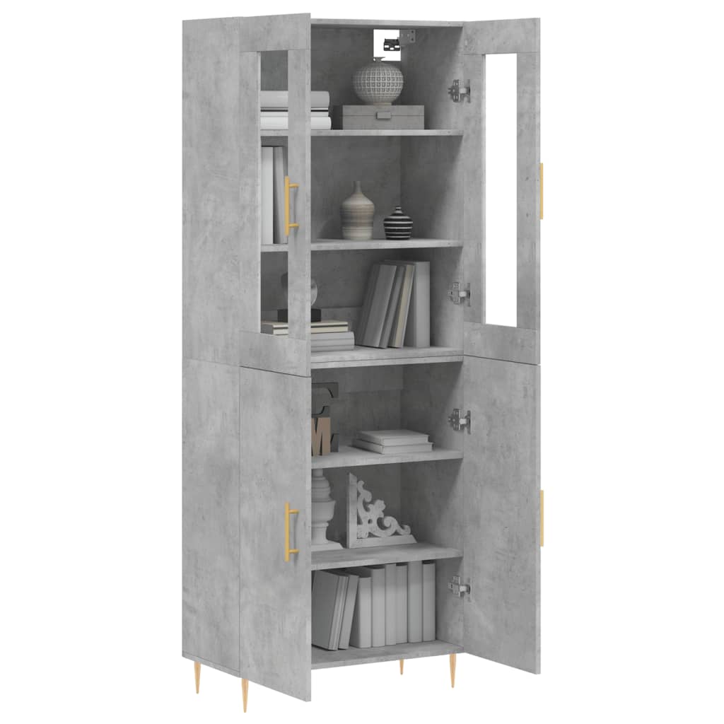 Buffet haut Gris béton 69,5x34x180 cm Bois d'ingénierie - XIOS