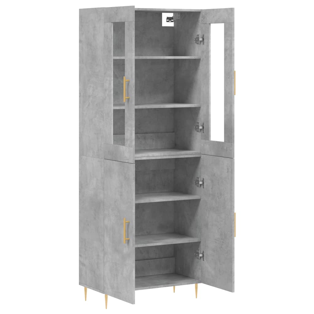 Buffet haut Gris béton 69,5x34x180 cm Bois d'ingénierie - XIOS