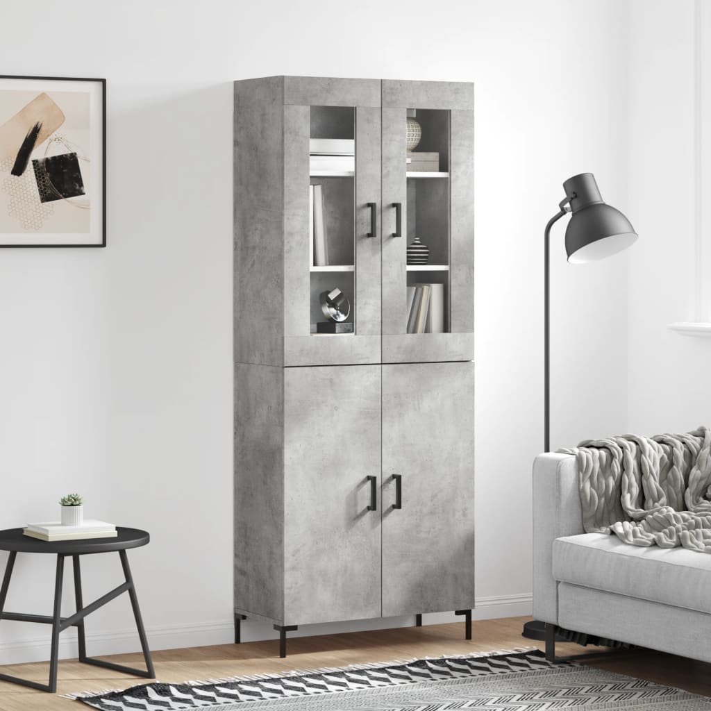 Buffet haut Gris béton 69,5x34x180 cm Bois d'ingénierie - XIOS