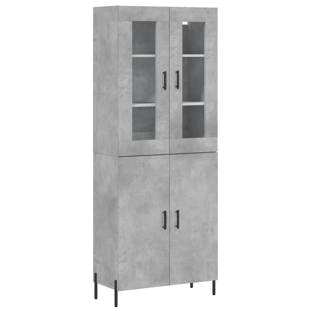 Buffet haut Gris béton 69,5x34x180 cm Bois d'ingénierie - XIOS