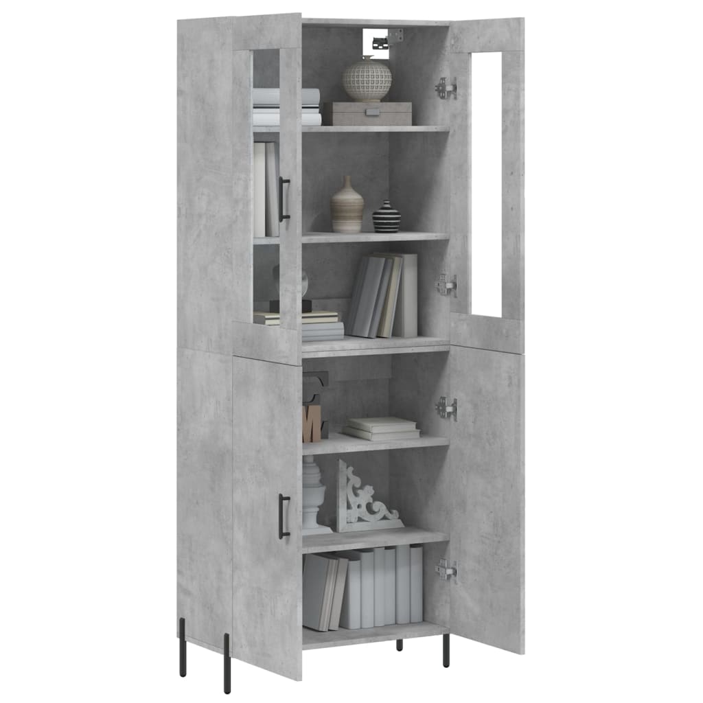Buffet haut Gris béton 69,5x34x180 cm Bois d'ingénierie - XIOS