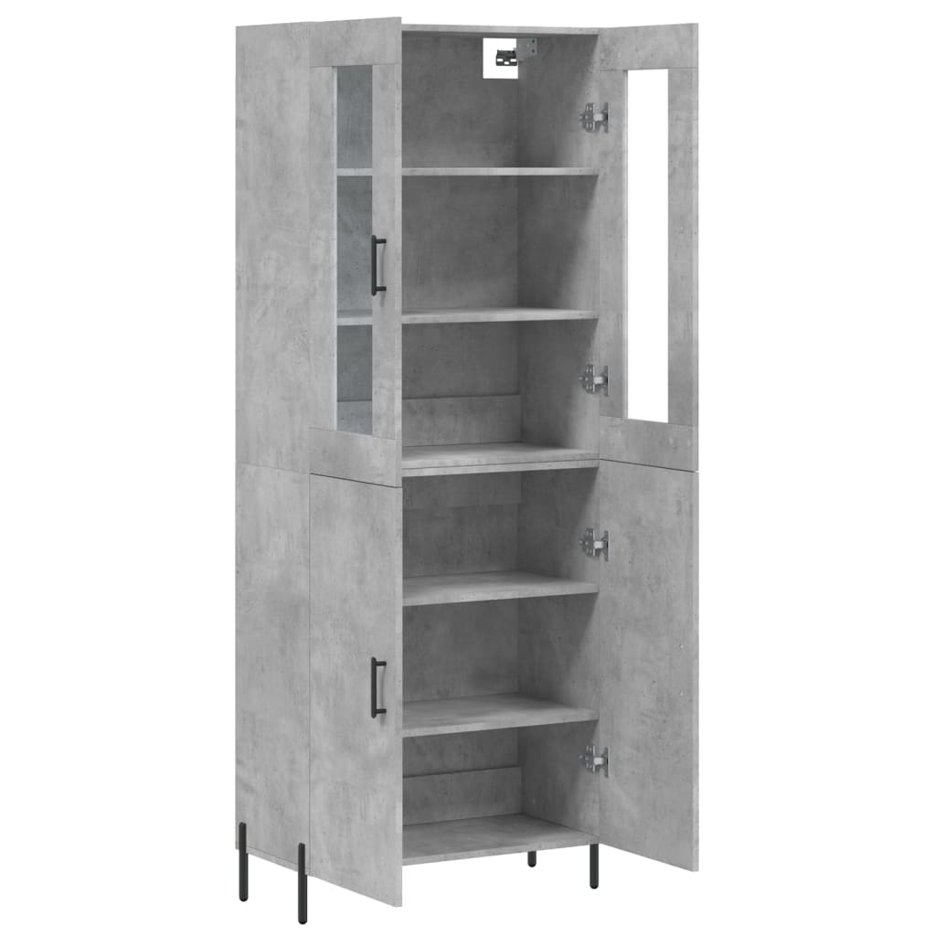 Buffet haut Gris béton 69,5x34x180 cm Bois d'ingénierie - XIOS