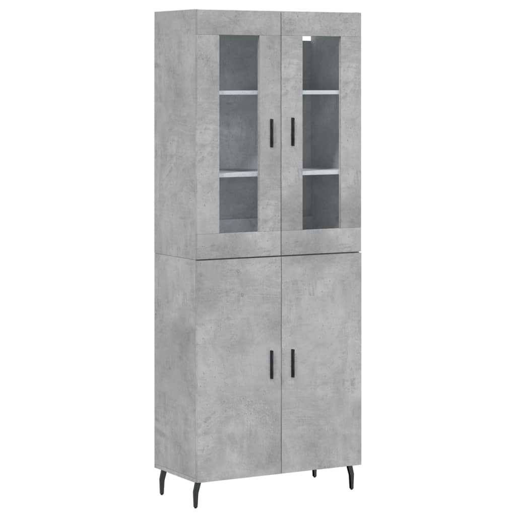 Buffet haut Gris béton 69,5x34x180 cm Bois d'ingénierie - XIOS
