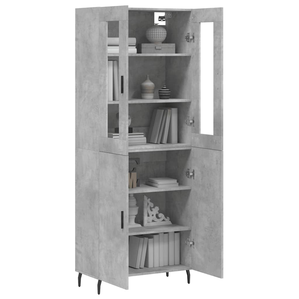 Buffet haut Gris béton 69,5x34x180 cm Bois d'ingénierie - XIOS