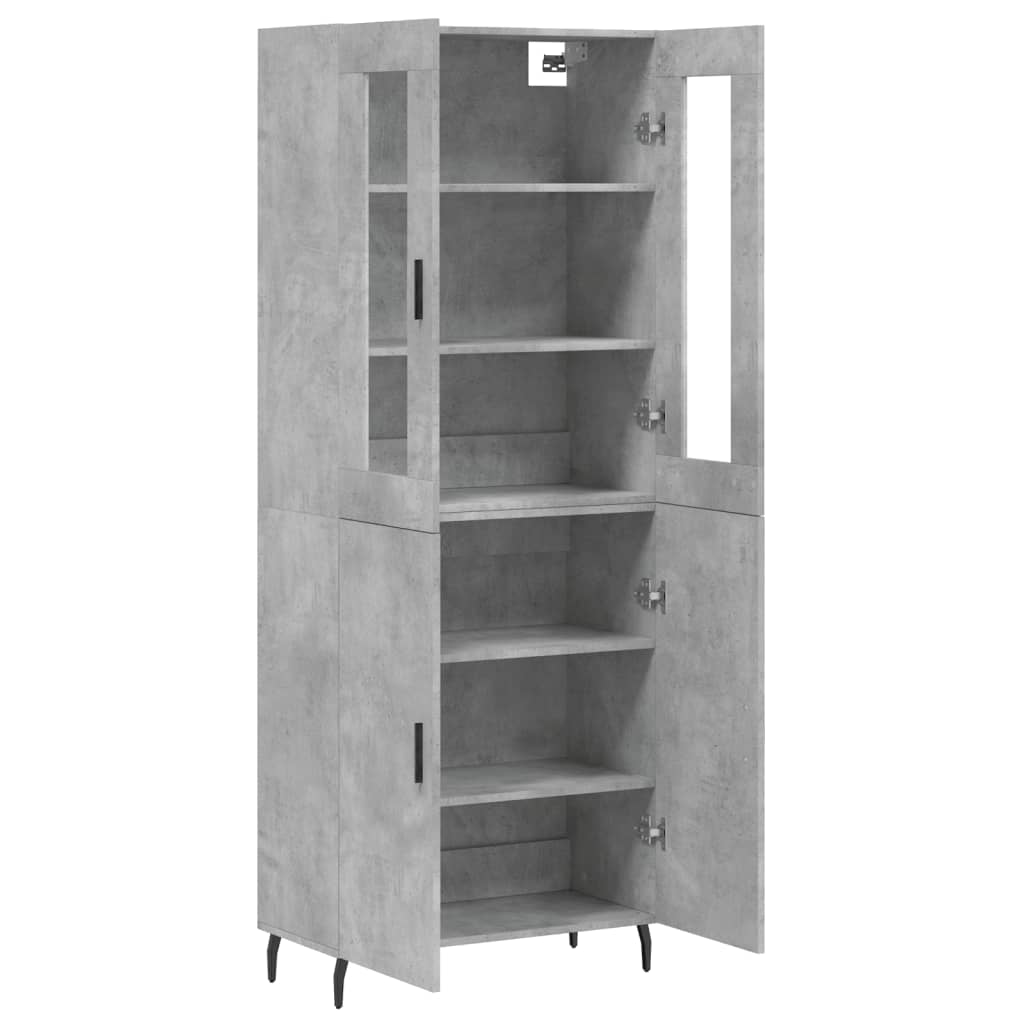 Buffet haut Gris béton 69,5x34x180 cm Bois d'ingénierie - XIOS
