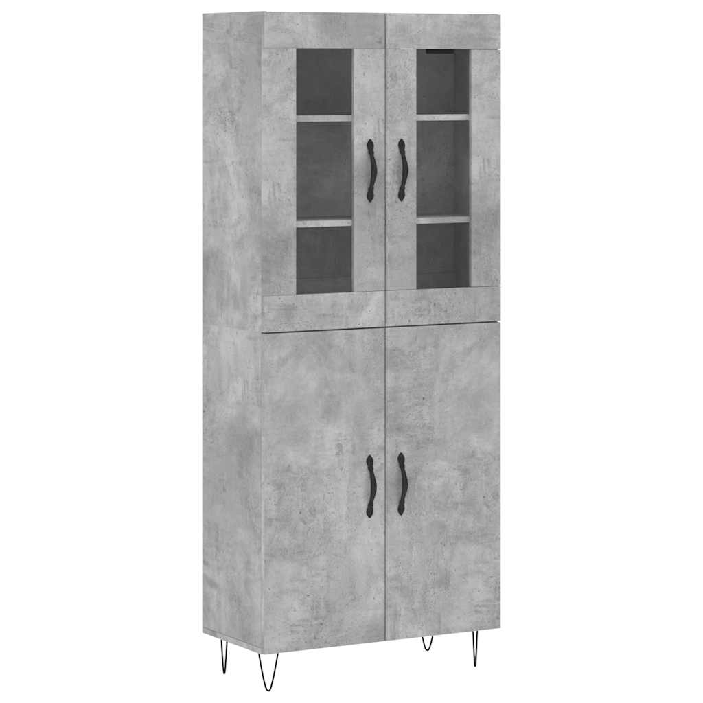 Buffet haut Gris béton 69,5x34x180 cm Bois d'ingénierie - XIOS