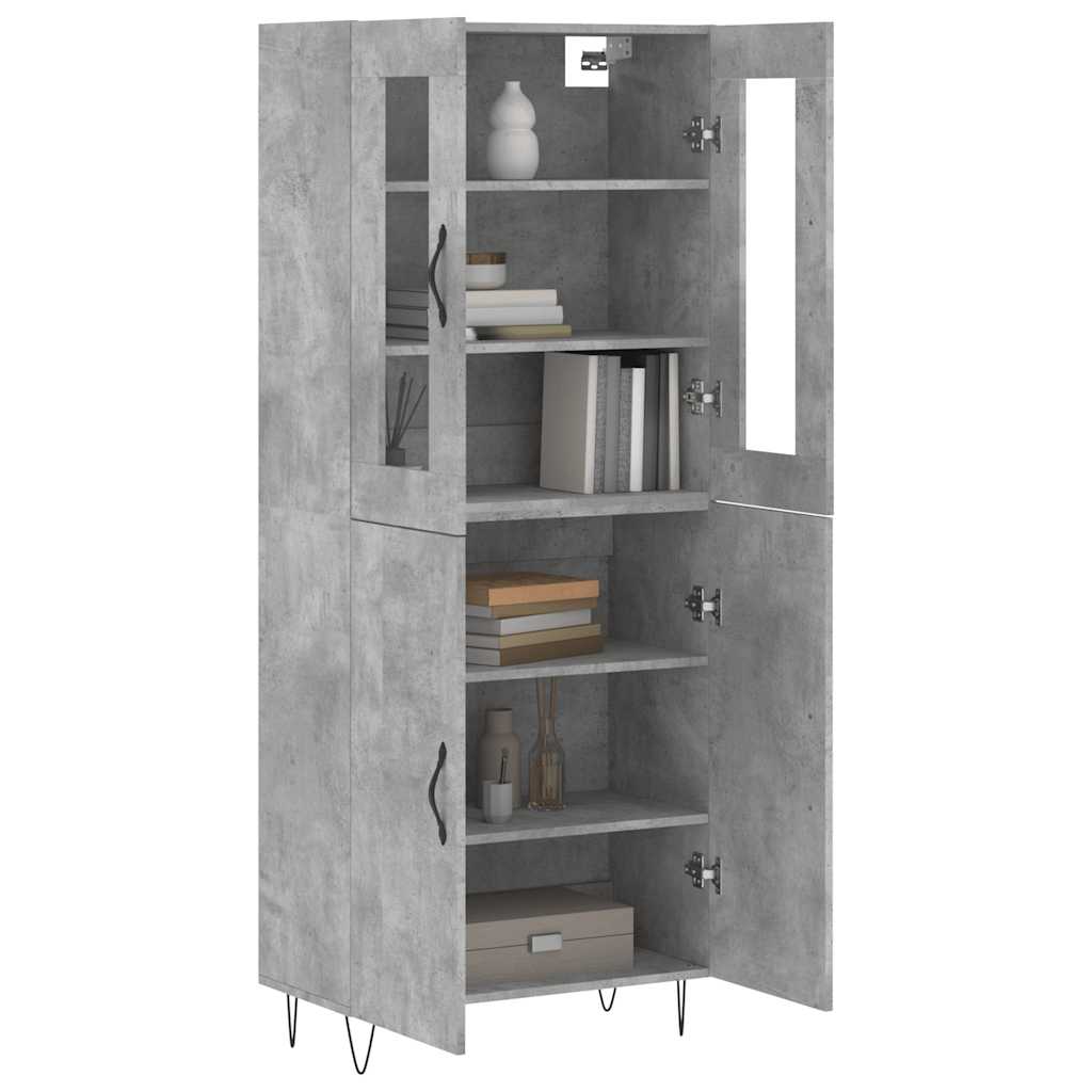 Buffet haut Gris béton 69,5x34x180 cm Bois d'ingénierie - XIOS